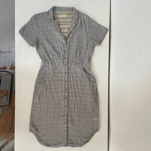 Bridge & Burn Dolores Pinstripe Midi Dress – Grey, Women’s Size L